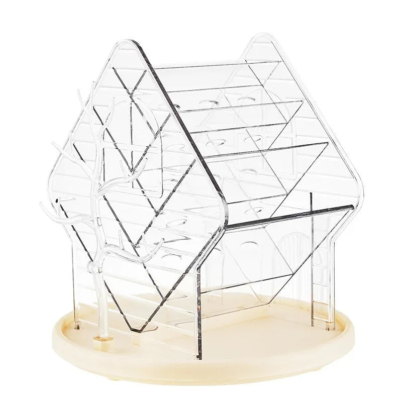 Rotating cosmetics storage box with 360-degree spin in clear transparent plastic