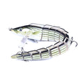 23cm articulated hard fishing lure with multi-section jointed body and #2 treble hooks