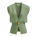 Women's V-neck button cardigan in knitted polyester, loose fit style in one of six colour options
