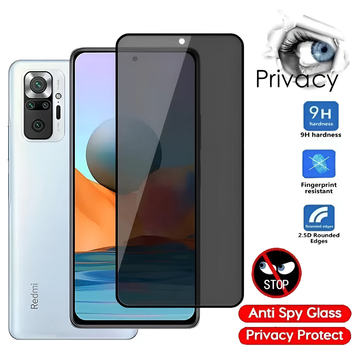 Privacy screen protector for Poco and Redmi Note phones with anti-spy viewing angle protection