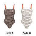 Women's dot print one-piece swimsuit with wrap skirt in European styling
