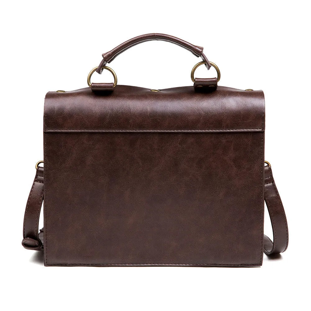 Bronze steampunk industrial retro shoulder bag with metal accents and pillow bag design