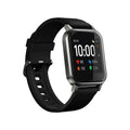 Black waterproof smart bracelet with a 1.4-inch screen on a silicone strap, showing fitness tracking interface.