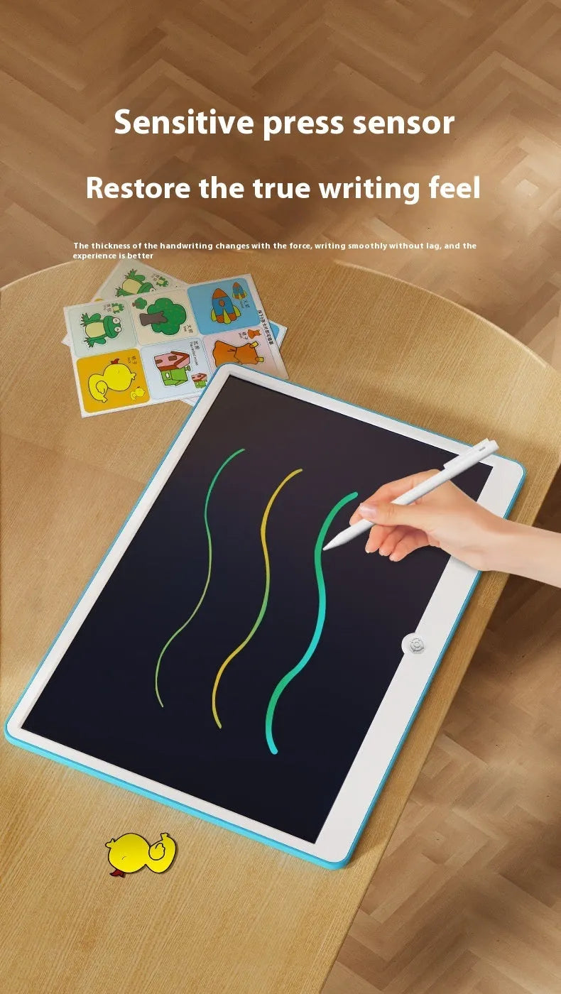19-inch LCD drawing board in blue and white with stylus for children's creative sketching