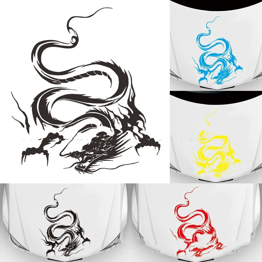 50 by 36 cm dragon design car body sticker for front-end modification on a vehicle panel.