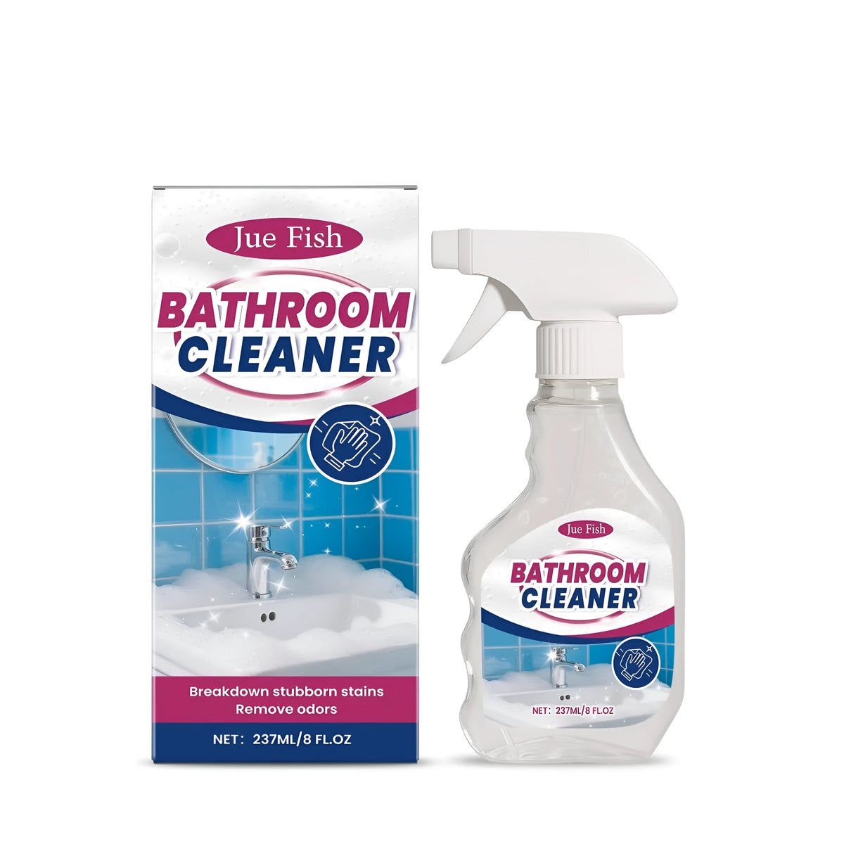 237ml bottle of sodium hypochlorite bathroom cleaner for removing mould from tiles and grout