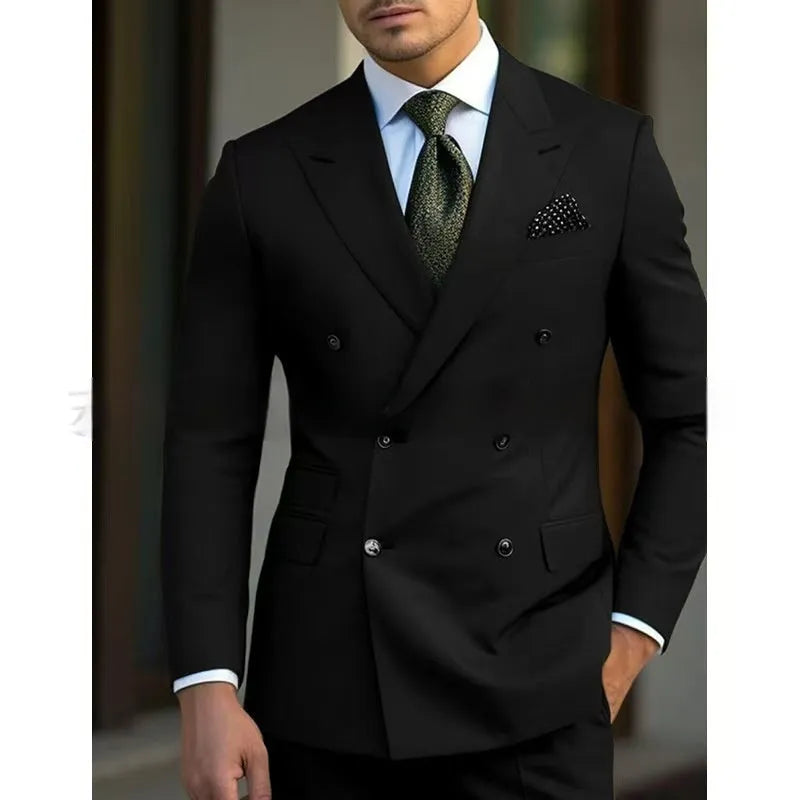 Men's light business two-piece suit in chemical fibre blend available in multiple colours and sizes XXS to 7XL