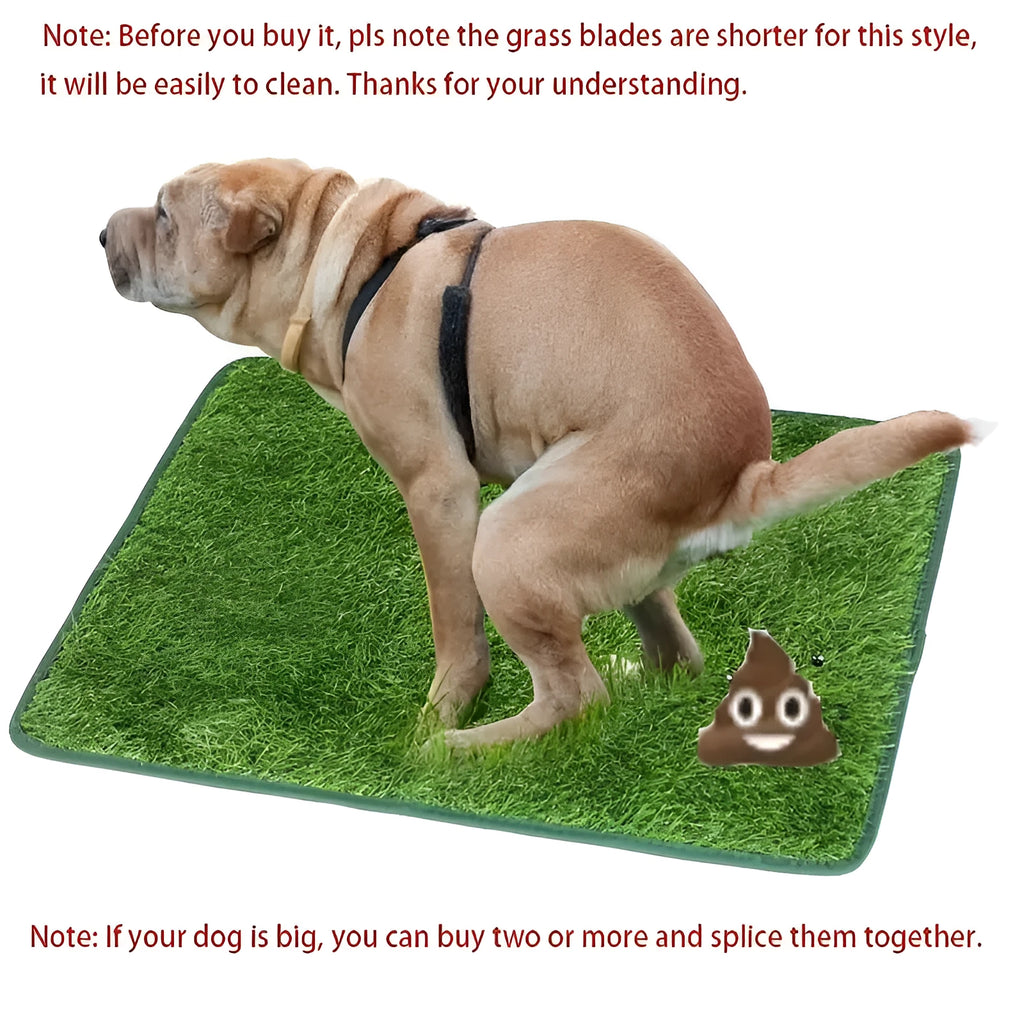 Artificial grass dog toilet training mat with drainage holes and plastic base in three size options