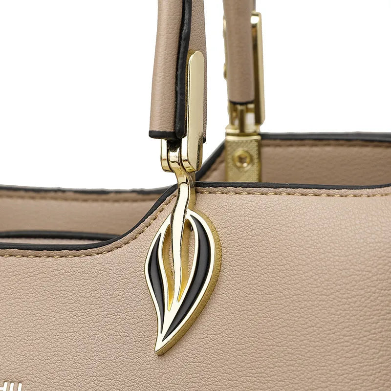 Women's PU shoulder messenger bag with multiple compartments and adjustable cross-body strap