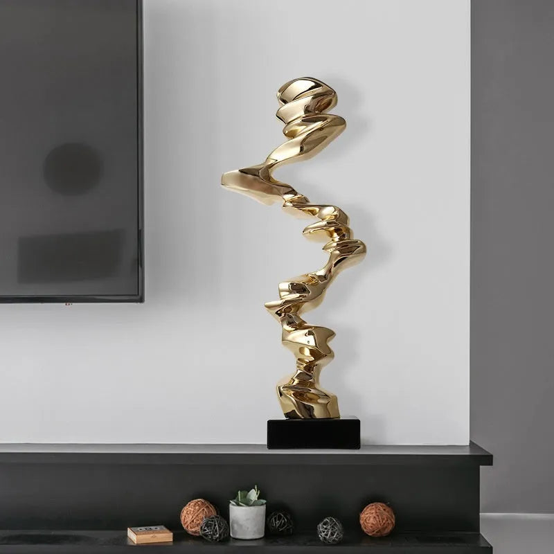 Abstract still life decorative ornament in natural resin with modern minimalist design
