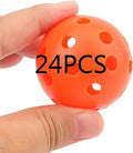 Six-colour 42mm diameter golf practice balls with 26-hole surface design for putting training