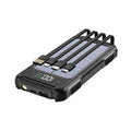 Military grade mobile power bank in black, green, or orange colours showing size scale