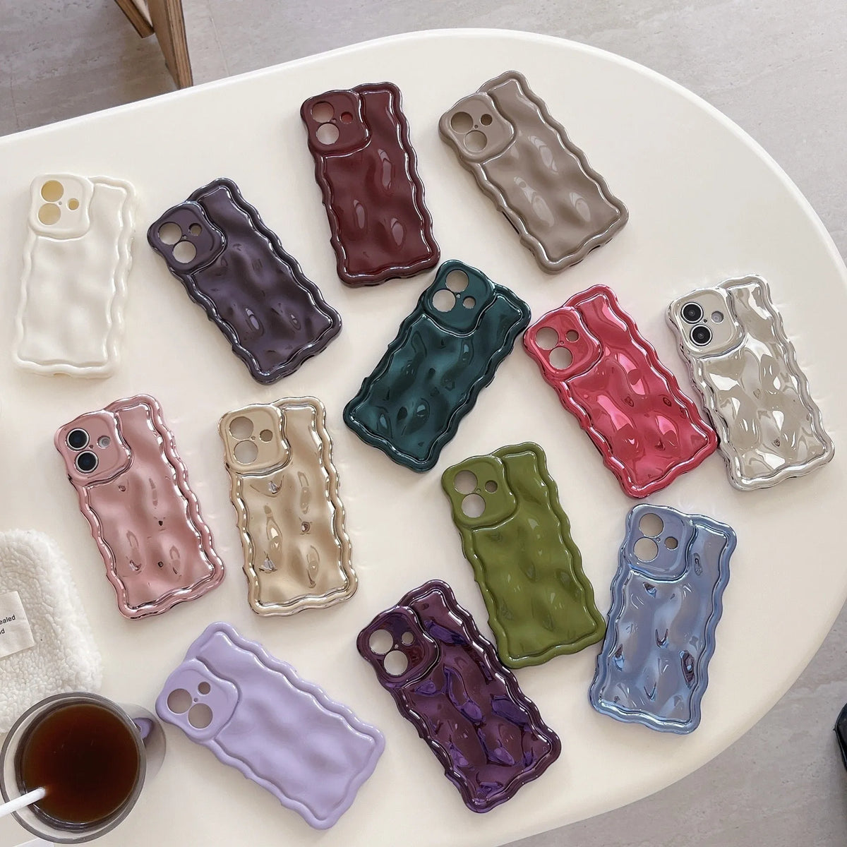 Water ripple TPU phone case for iPhone 17 Pro Max with electroplated meteorite finish and 3D wave pattern
