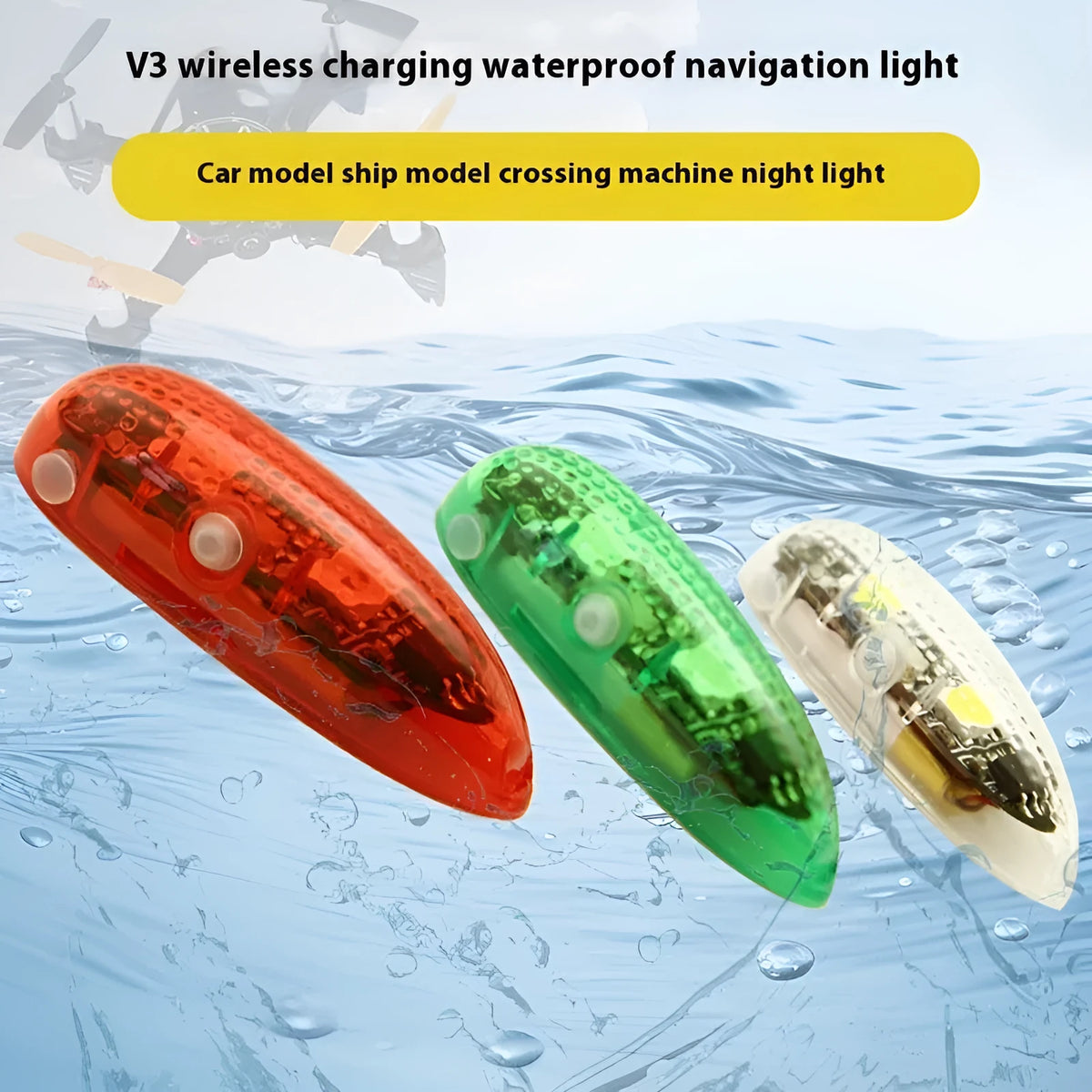 V3 wireless charging waterproof navigation lights for RC car boat or aircraft models