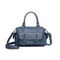 Vintage messenger bag in horizontal square shape with contrast stitching, shown in available colour options