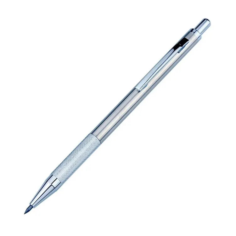 Metal automatic mechanical pencil with multiple lead size options for writing and drawing