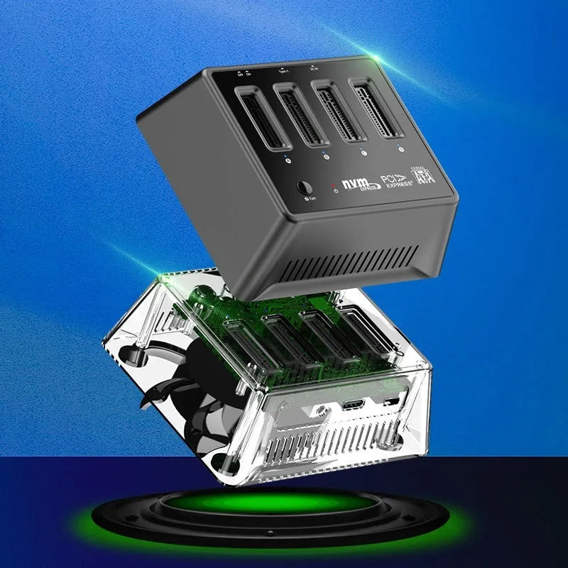 Aluminium M2 SSD cooling base chassis in K30174P2 colour, dimensions 90mm by 78mm by 34mm.