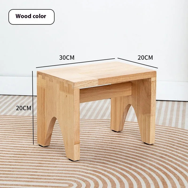 Solid wood distressed finish shoes changing stool with bracket structure
