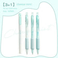 Four double-headed fluorescent pens with 0.5mm tips in cheese mint and sea salt ice cup colours for calligraphy practice