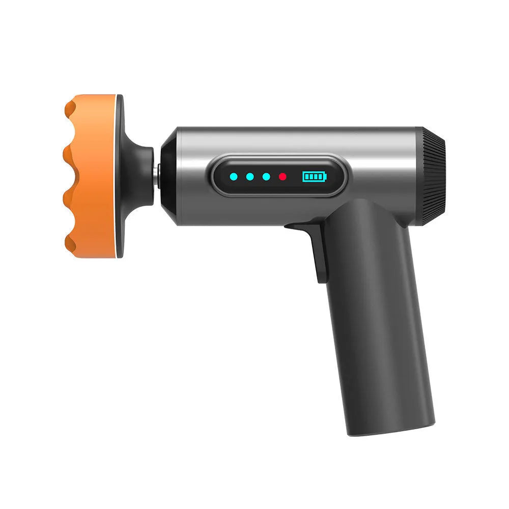 Cordless electric waxing and polishing machine with a white ABS housing and a circular black polishing disc.