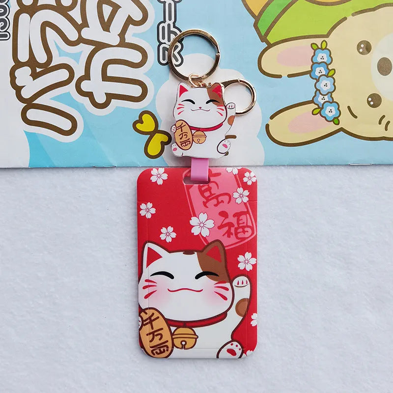 Lucky Cat plastic cartoon certificate sleeve set with ferrule pendant in decorative styles