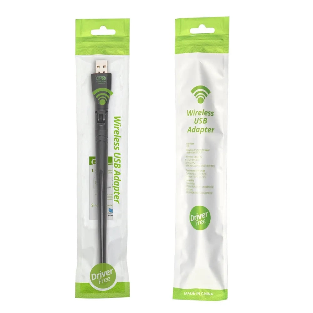 Black USB WiFi 6 wireless network card adapter for driver-free plug-and-play connectivity