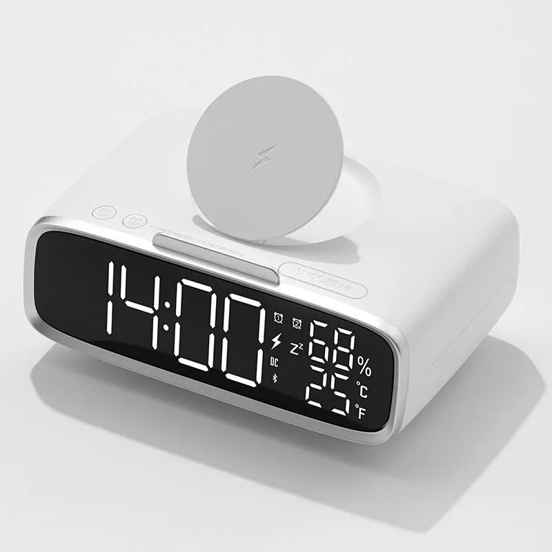 White ABS acrylic Bluetooth speaker wireless charger with night lamp function