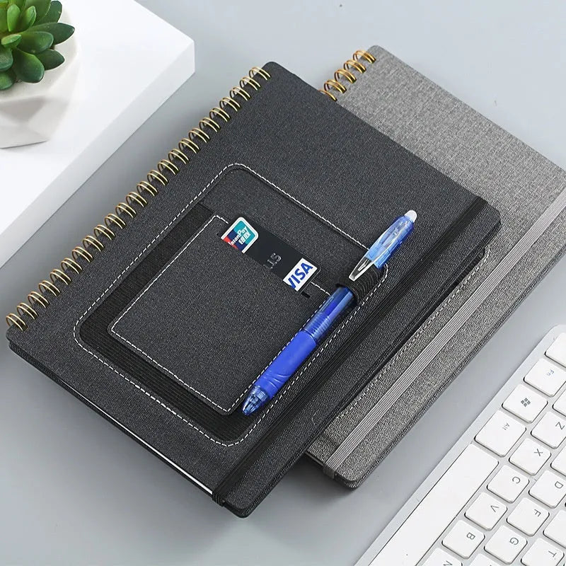 Erasable coil notebook with waterproof paper and customisable cover options