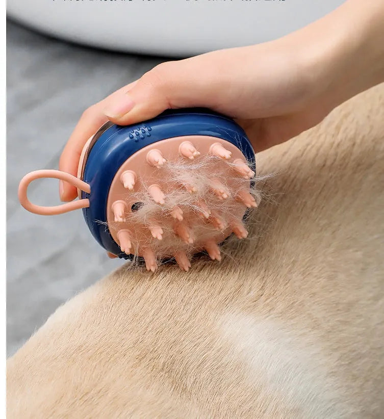 2 in 1 pet bathing brush with shampoo dispenser, food-grade silicone head, blue or green, 85g