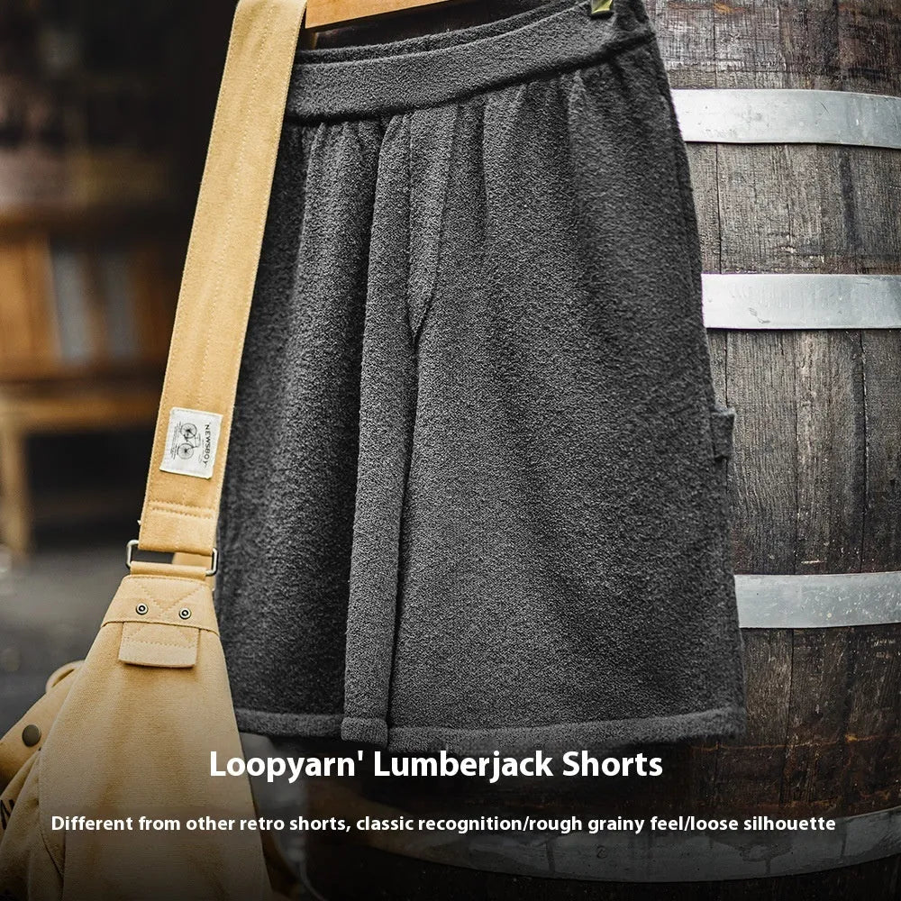 Cement grey American-style loose straight cut men's shorts with elastic waistband