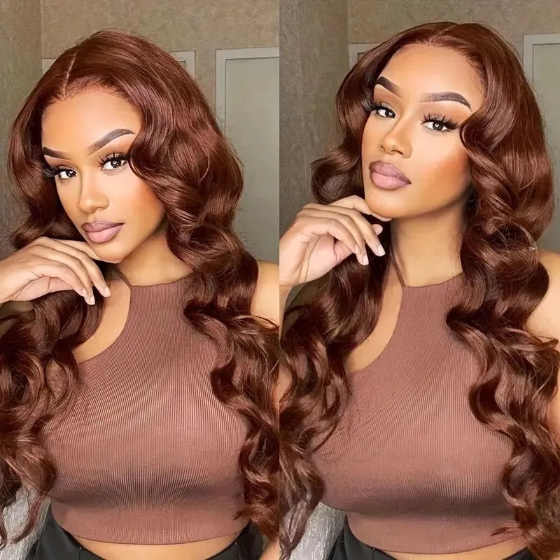 Women's dark brown front lace wig with long curly hair and side bangs in European American fashion style