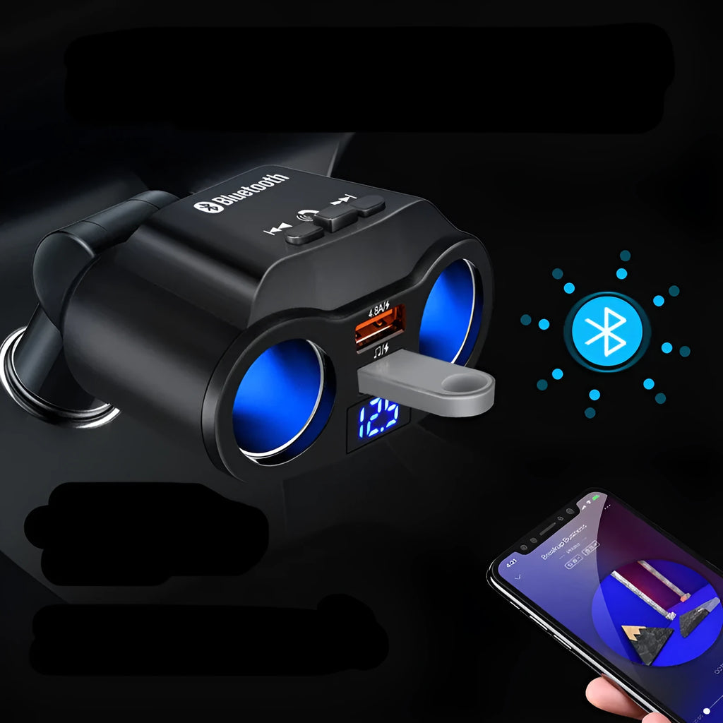Car Bluetooth FM transmitter MP3 player with USB charging port for cigarette lighter socket