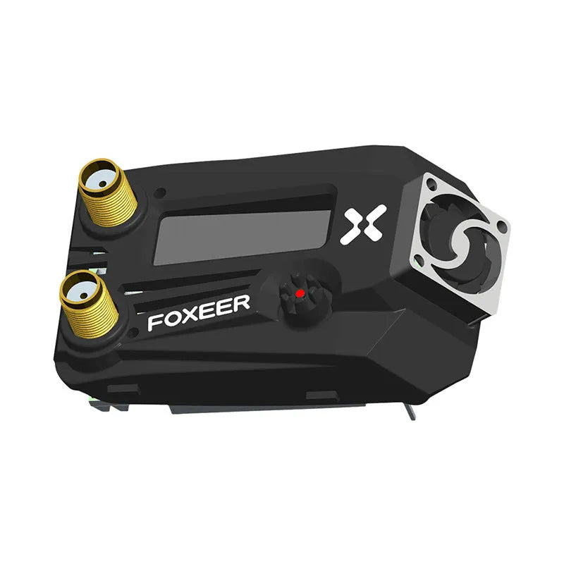 Black Wildfire FPV dual receiver glasses showing front view, highlighting lightweight 58g design for drone flying.