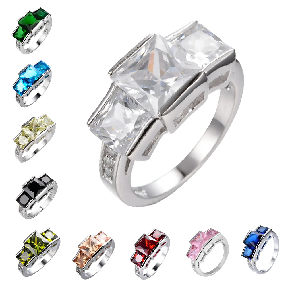 Colourful copper electroplated women's ring with geometric rainbow style details