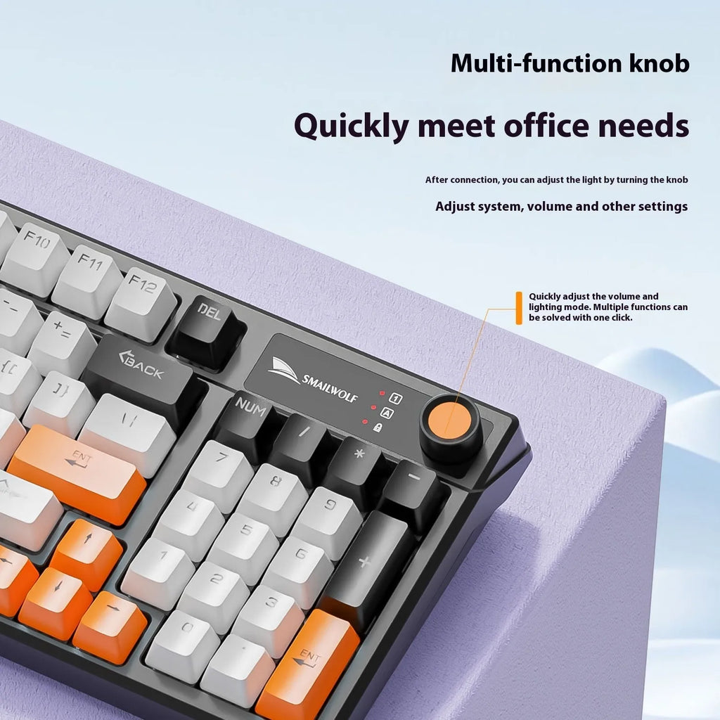 SK15 wired mechanical gaming keyboard with control knob in autumn water blue colour