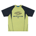 Men's blue hip hop letter print cotton t-shirt with raglan sleeves shown in loose fit