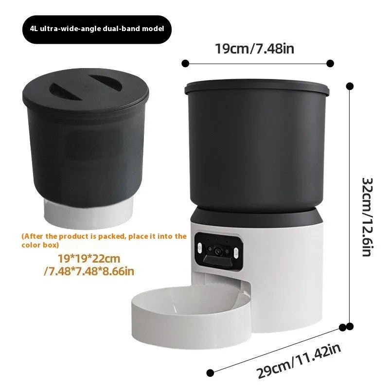 4L smart pet feeder with stainless steel bowl and control panel