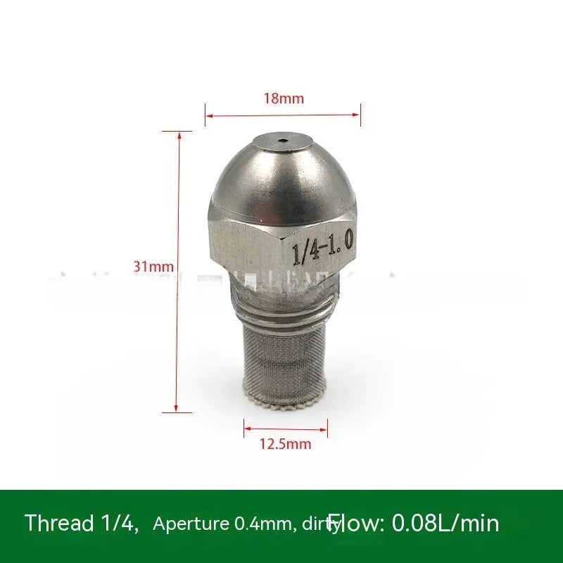304 stainless steel two-point spray nozzle with 1/4 thread connection and multiple aperture size options