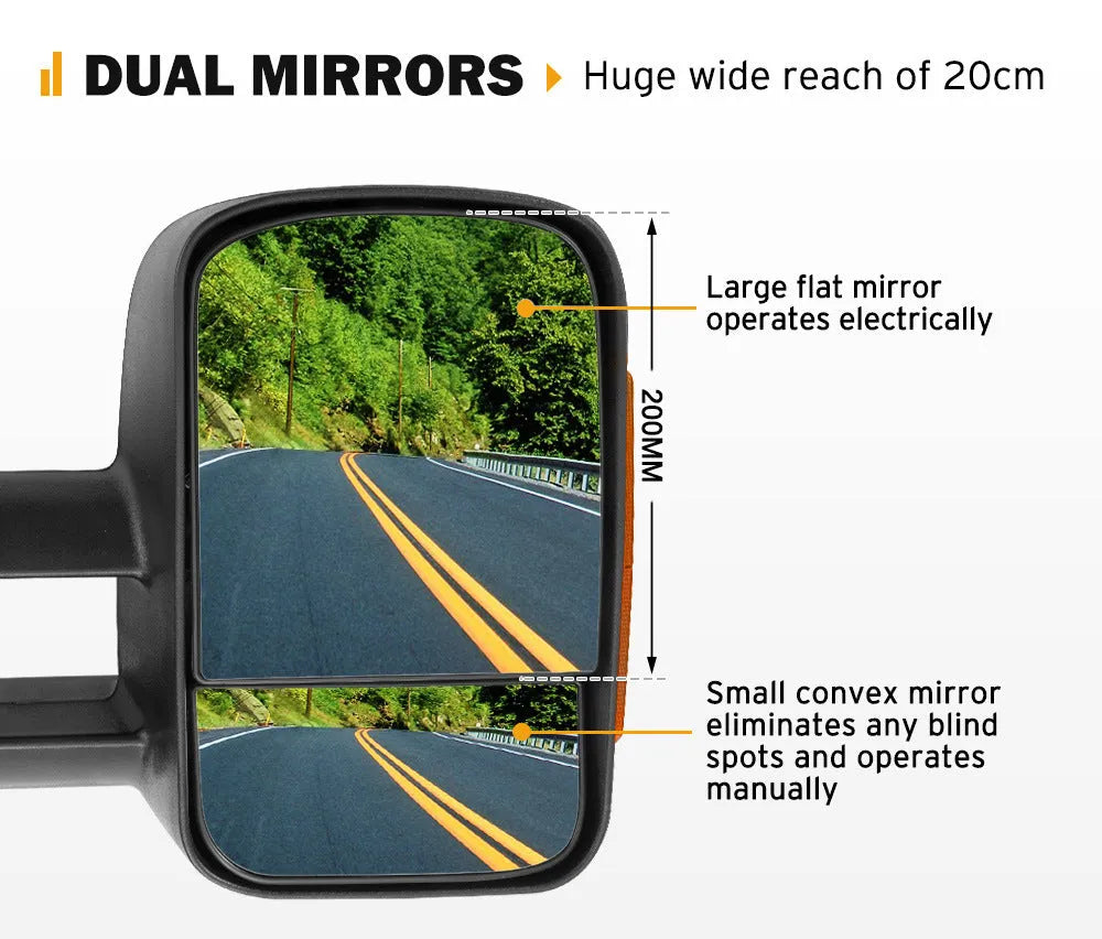 Black electric exterior rear view mirror with light for Nissan D23 NP300 2015-on models
