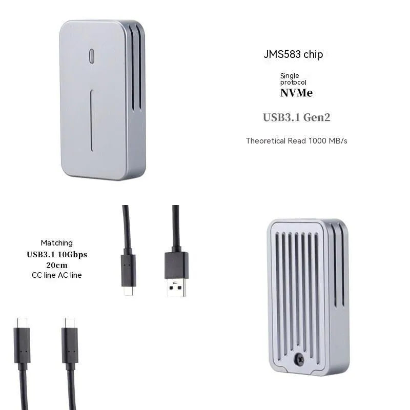 Aluminium dual protocol 10Gbps external SSD enclosure for M.2 solid state drives