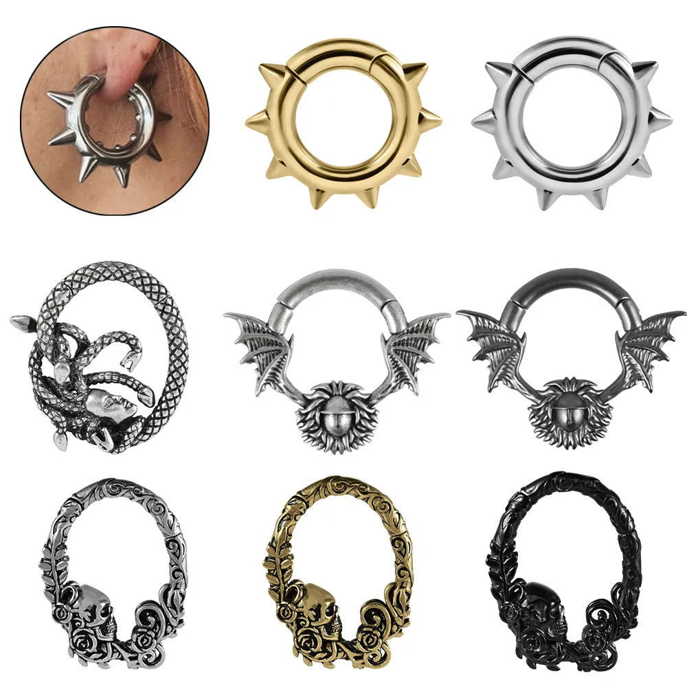 Geometric copper cone ear extenders with round magnetic closure in various style options