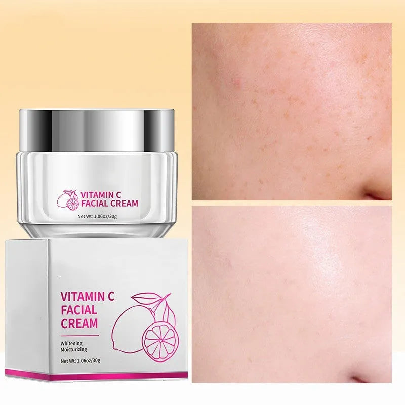 Vitamin C face cream in 6x6x5.2cm jar with 30g content for universal skin types