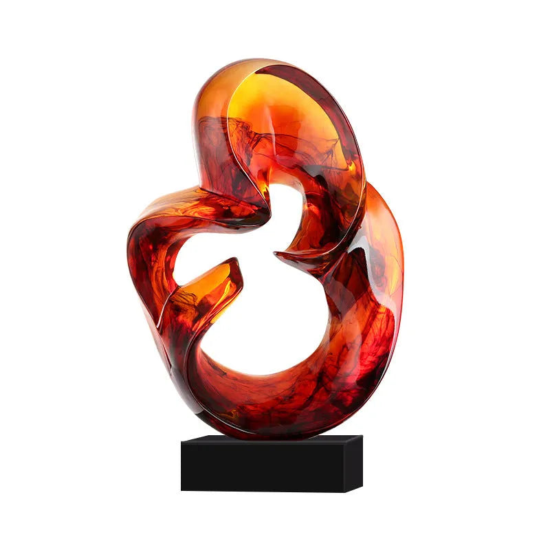 Transparent resin craft ornament in modern simplicity style, available in orange red or blue colours