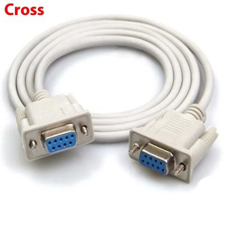 RS232 serial cable with white DB9 female connectors on both ends, length 1.5 metres