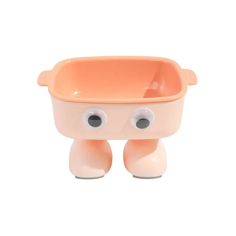 Green elevated cat bowl with 15° tilt, robot design, and anti-slip base
