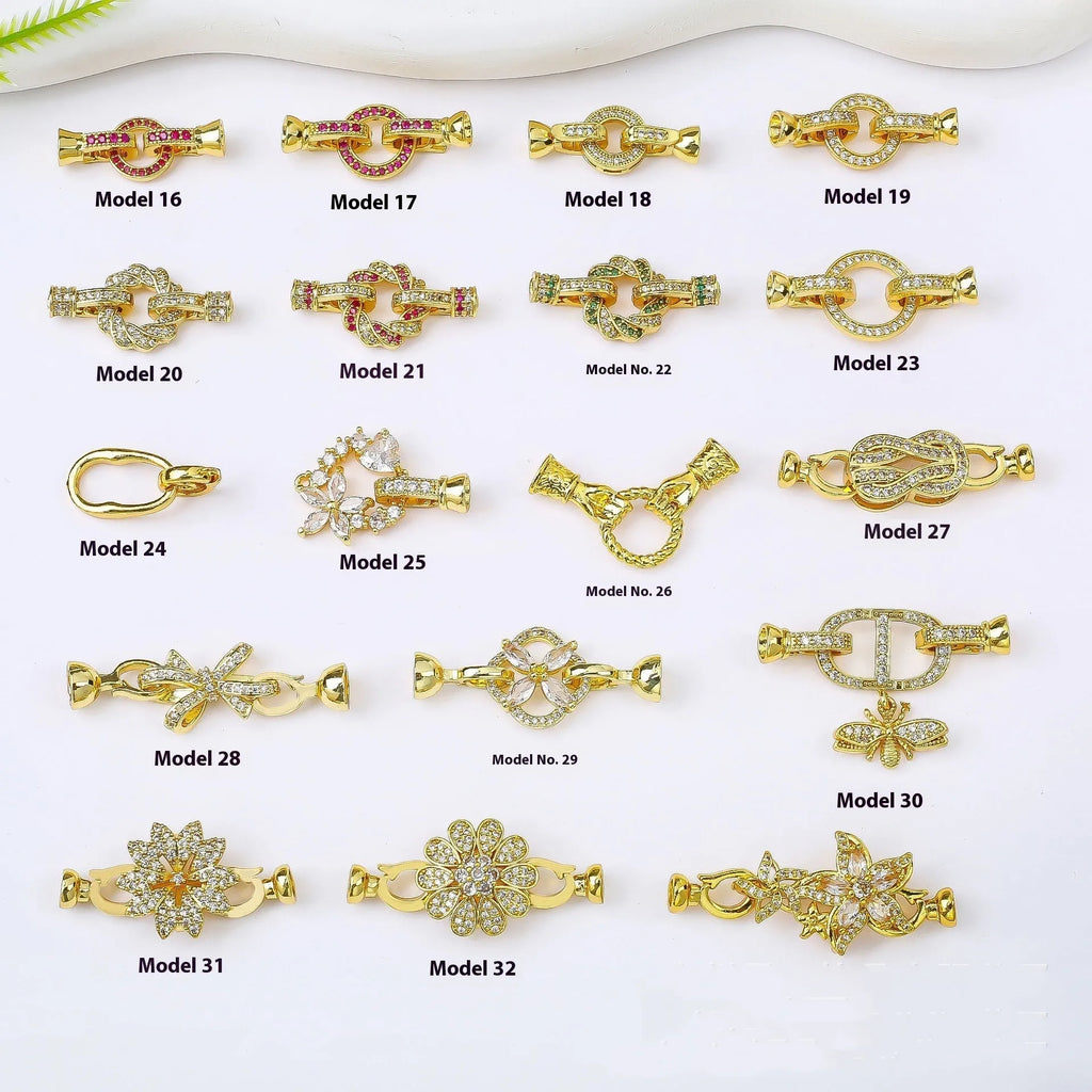 Small gold plated metal chain buckle for DIY jewellery making with three colour options