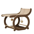 Solid wood cat recliner bed with an integrated sisal scratching surface in walnut colour.