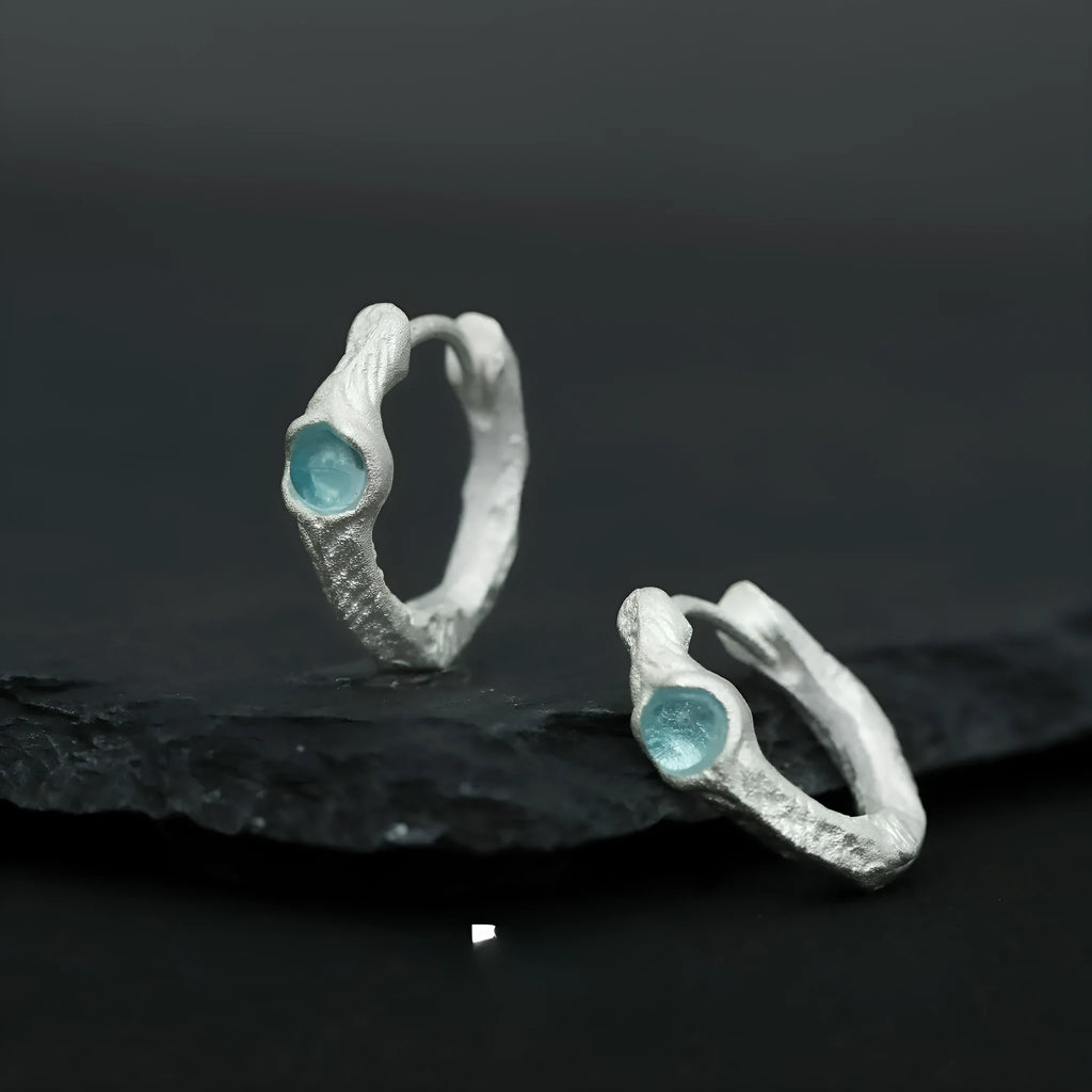 925 silver burnt silver geometric ear clips with circular design - clip-on earrings for women
