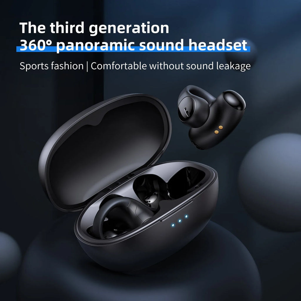 T306 black wireless clip-on sports Bluetooth gaming headset with ear-hook design