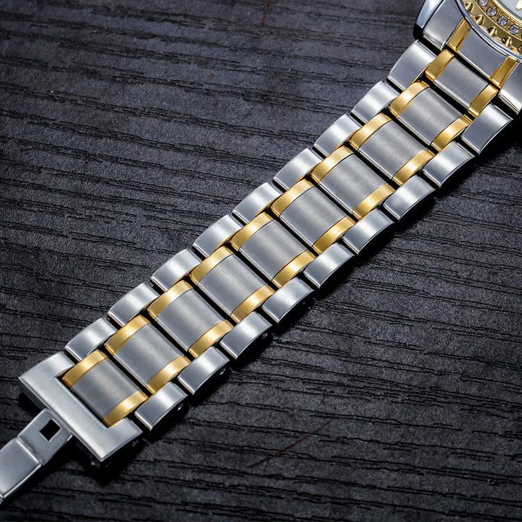 Fashionmonger men's automatic mechanical business watch with luminous hands on gold case